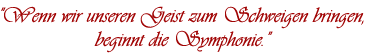 Wenn wir unseren Geist zum Schweigen bringen, beginnt die Symphonie.